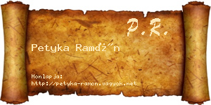 Petyka Ramón névjegykártya